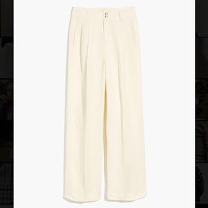 Madewell Pleated Wide-Leg Pants White Size 8 in Lighthouse